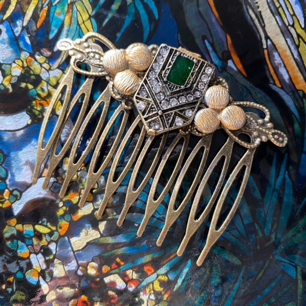Hair Comb Art Deco Style Hand Made gold Decorative Hair Comb by MyElegantThings